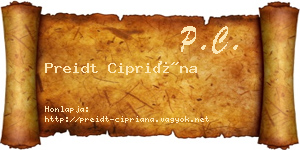 Preidt Cipriána névjegykártya